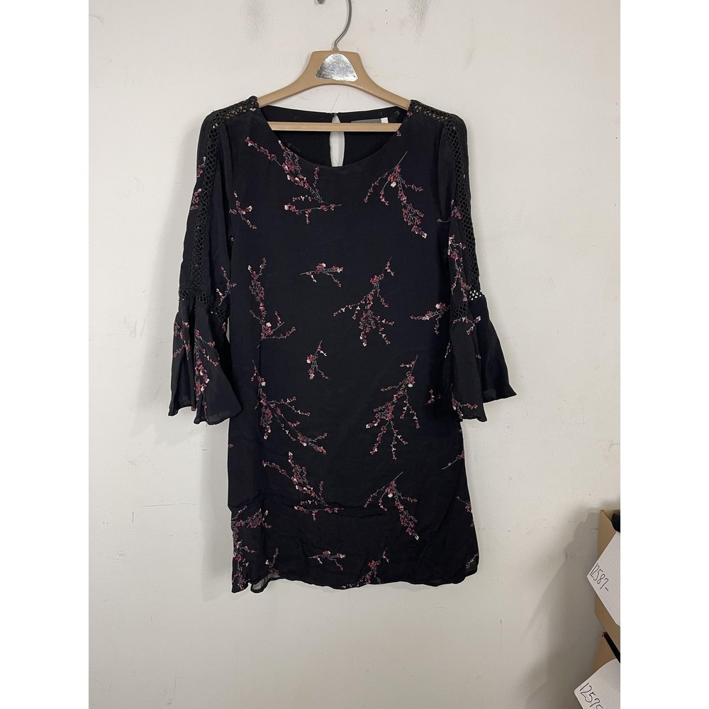 Mint Velvet Dress Womens 16 Black Dark Floral Country Festival Boho Fairy Fall